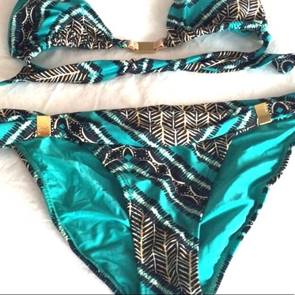 Vix Other - VIX Teal & Black Tribal Print Bikini Bottom Sz M